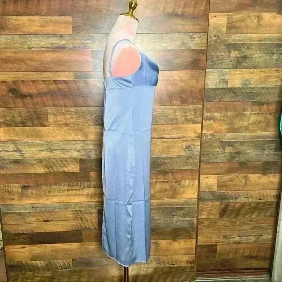 We Wore What Cowl Midi Satin Charmeuse Dress in Slate Blue, Size 4. NWT! - Picture 7 of 15